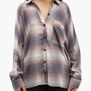 BDG Purple Plaid Button-Down Shirt